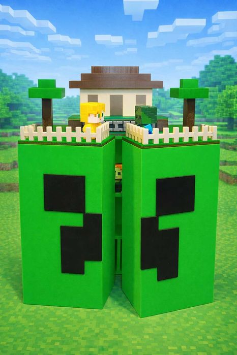 ПРЕМІУМ ‼️ Поличка будиночок для фігурок Minecraft Підставка для майнкрафт Стенд органайзер Маінкрафт