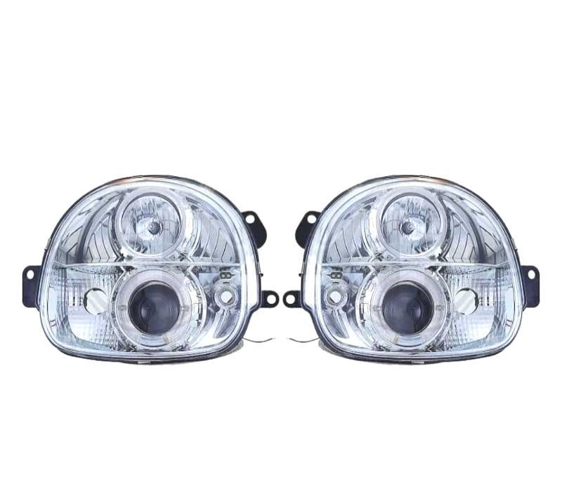 FARÓIS FRONTAIS RENAULT TWINGO 93-97 ANGEL EYES FUNDO CROMADO