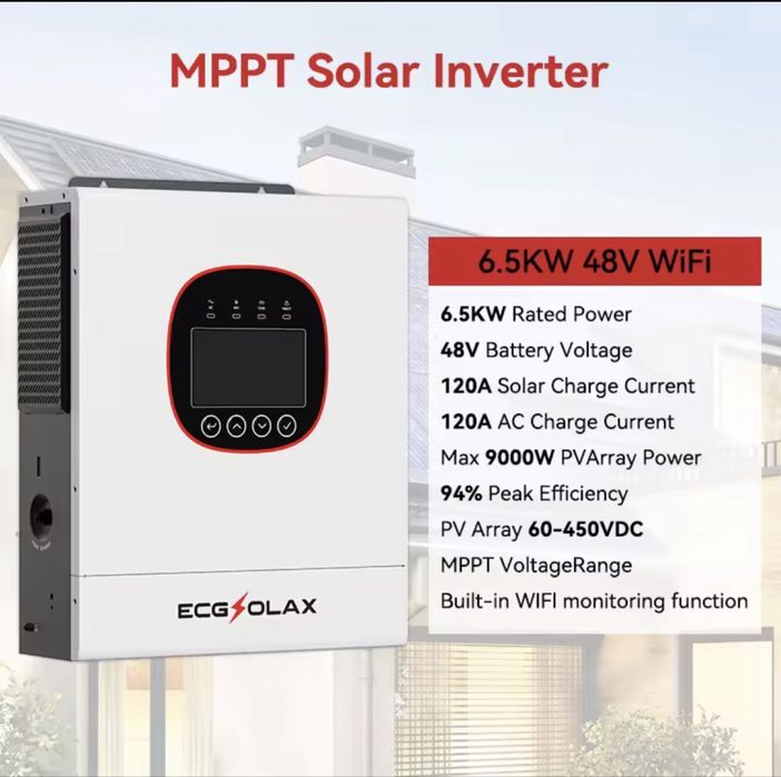 Гибридный солнечный инвертор 6.5квт 6.5kw 6500вт 48V ECGSOLAX wifi