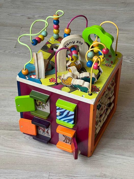 Бізі куб, розвиваючий деревянний куб великий Zoo cube Battat