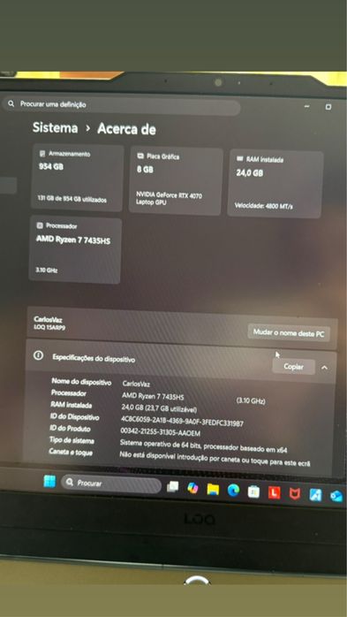 Portátil Gamer (como novo)