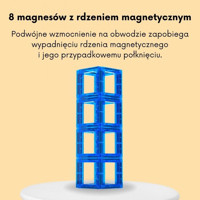 WOOPIE Przestrzenne Klocki Magnetyczne Nauka Liter 70 Elementów