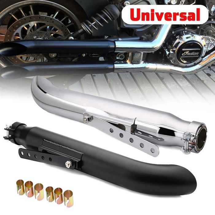 Ponteira escape universal bobber chopper 52,5 cm - preto cromado