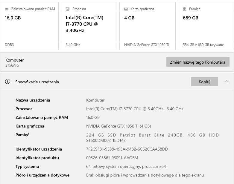 Komputer Gamingowy 1050ti, i7-3770
