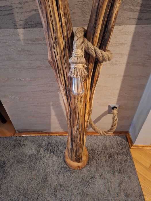 Lampa Loft dębowa