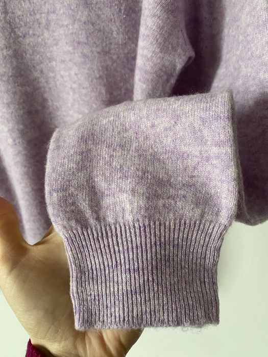 Nowy 100% wełna merino liliowy wrzosowy sweter crewneck dzianinowy