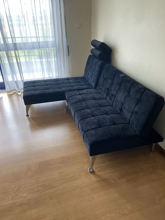 Sofá cama em veludo preto