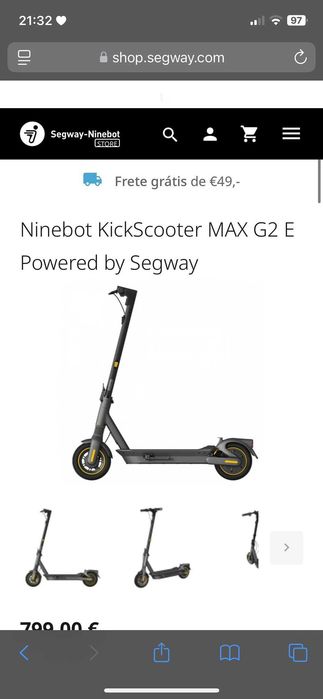 Trotinete Elétrica Segway Ninebox Max G2 - Como Nova