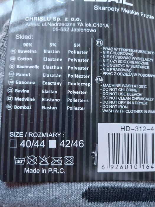 Skarpety męskie Frotte Bezuciskowe 4 pary