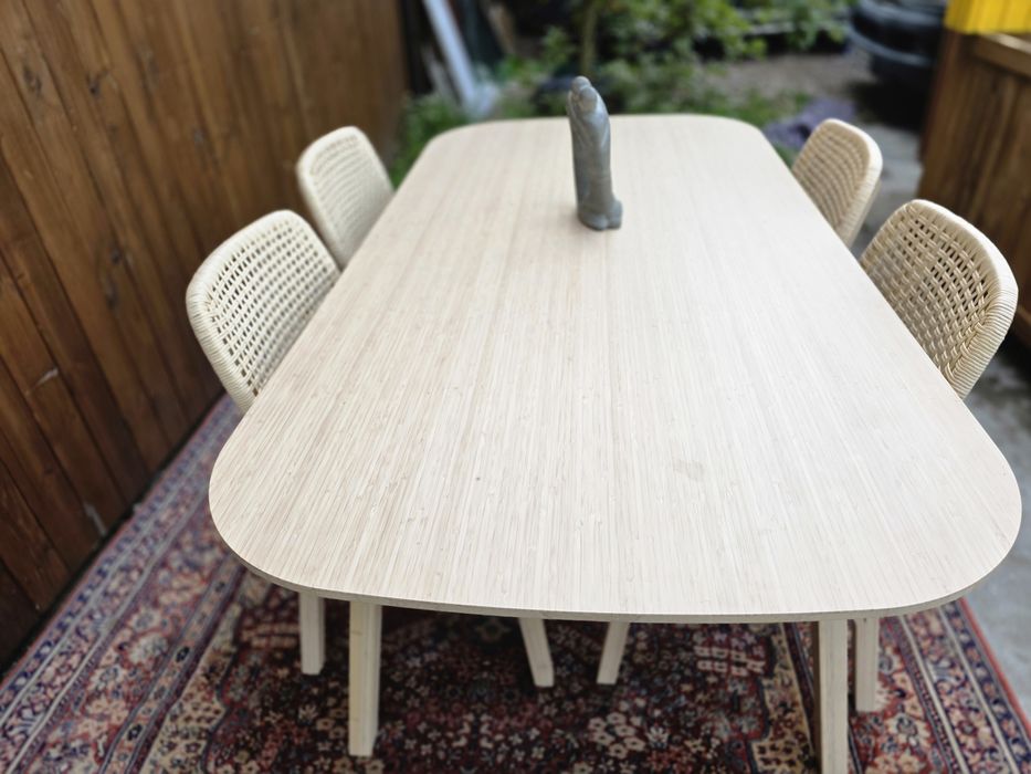 VOXLÖV bambusowy jasny stół  + 4 krzesła Ikea #2139 Stylowy Węgrow
Stó