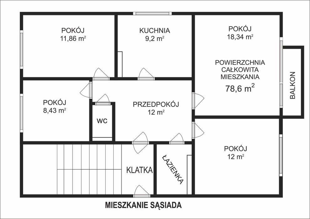 Mieszkanie 78.6m2, p. 2/4 Radom, os. Zamłynie