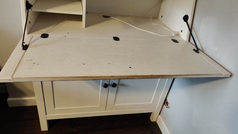 Ikea Hemnes sekretarzyk barek z nadstawką biały sosna