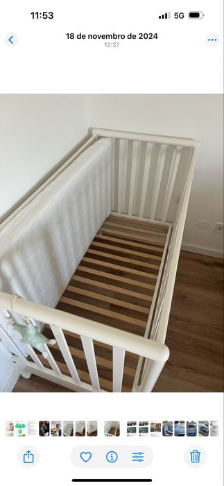 Cama de bebe em madeira branco