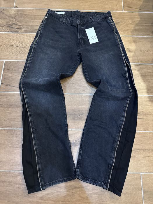 zara flared jeans zip