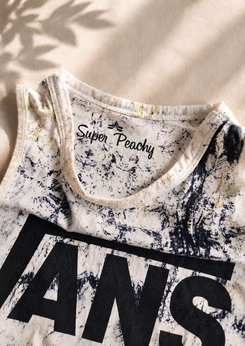 Top Vans Super Peachy XS/S – crop top, biało-czarny, idealny na lato