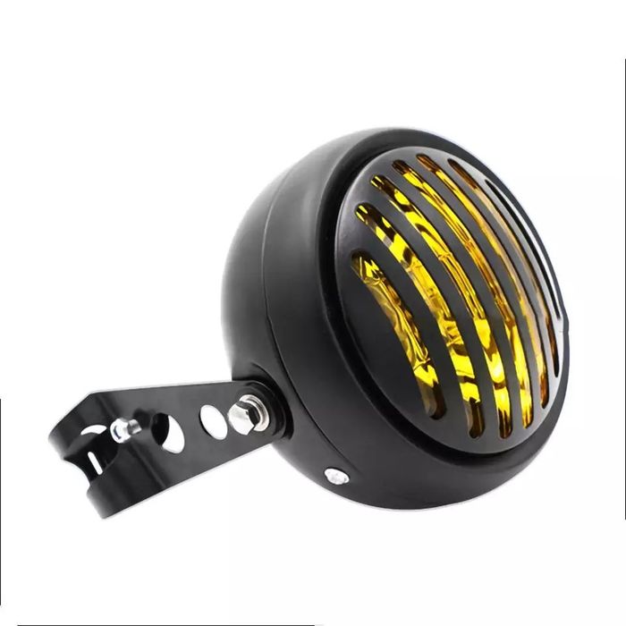 Farol frontal grelha metálica harley davidson amarelo ou transparente