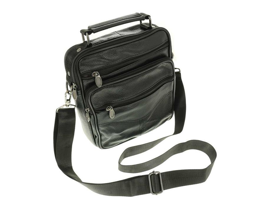 Torba męska skórzana listonoszka czarna skóra naturalna pojemna