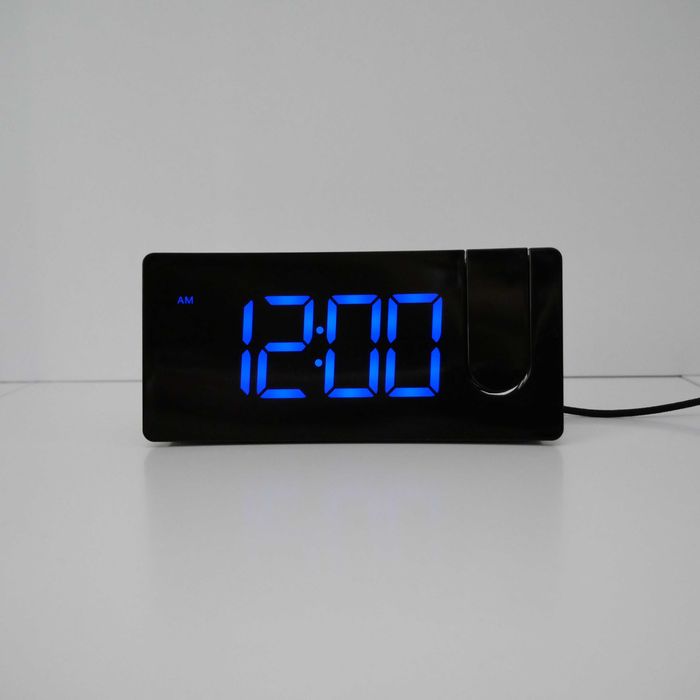 Zegar LED z projektorem LA-C337 - budzik, USB, wyświetlacz niebieski