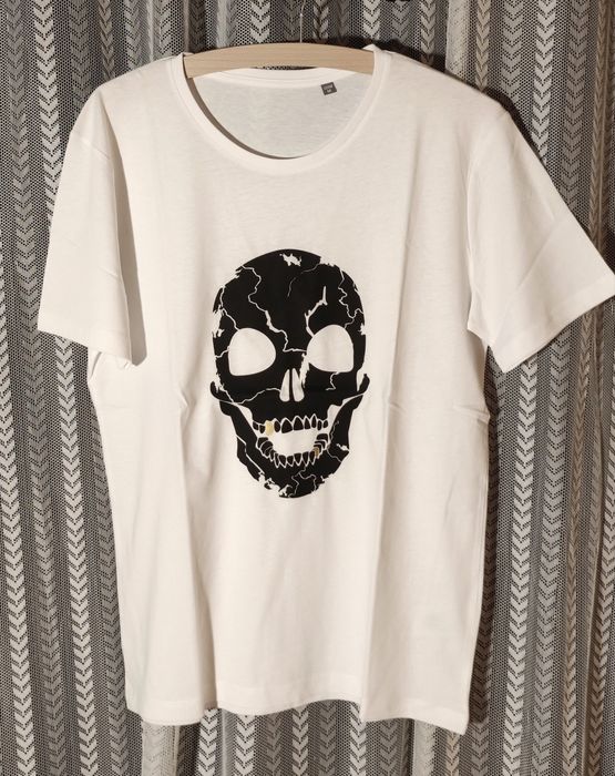 T-shirts brancas com Caveiras Unisexo
