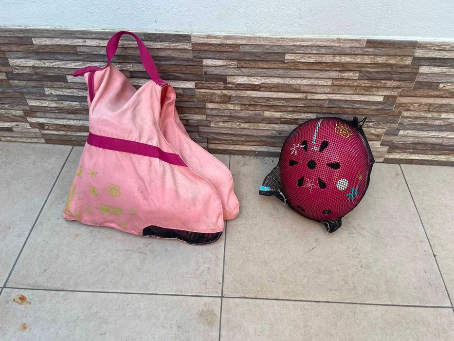 Patins em linha Decathlon n° 34 + equipamento criança