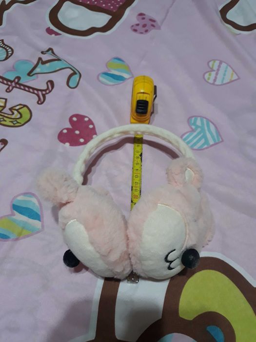 Biało-pudrowo różowe nauszniki teddy bear, Flying Tiger