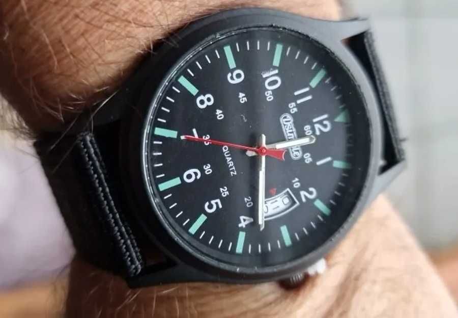 Модные мужские наручные часы с нейлоновым ремешком и календарем