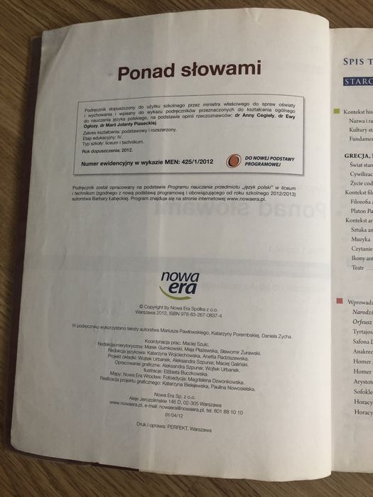 Ponad słowami podręcznik do języka polskiego klasa 1część 1