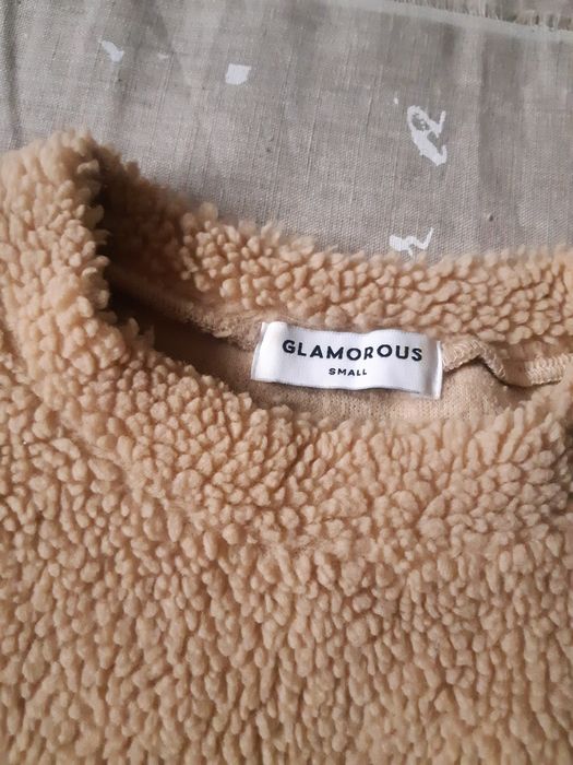 Jasna beżowa bluza sweter kożuszek baranek S/M 36/38 oversize
