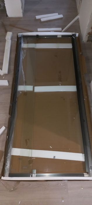 двері для душу скляні, перегородка EGO LEX Grey розпашні 90х200 см