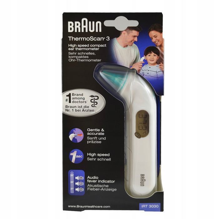 termometr elektroniczny braun thermoscan3 irt3030 biały