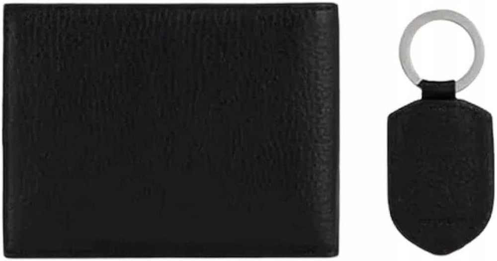 Emporio Armani portfel i brelok skóra czarny zestaw
