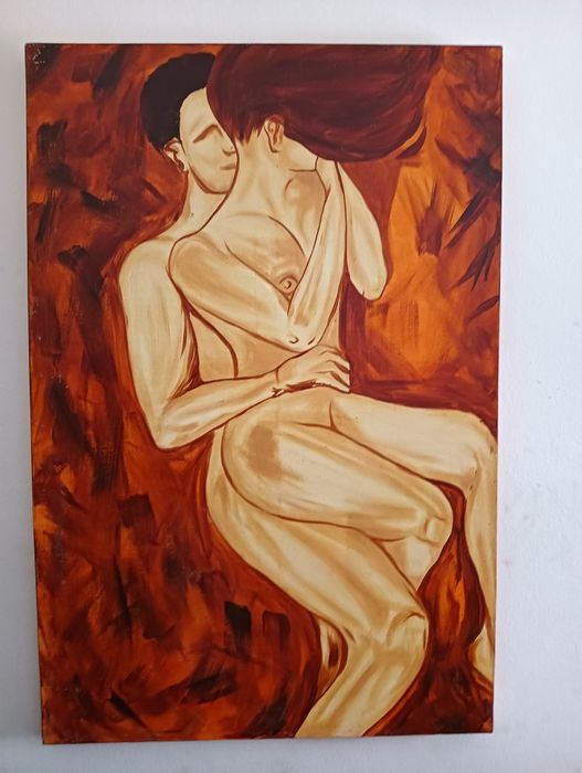 Tela /quadro pintado à mão : "Nus"	81 cm x120 cm*