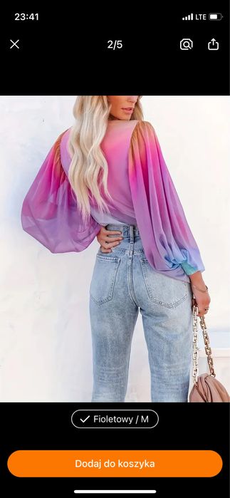 Nowa lejąca się bluzka z przeźroczystego szyfonu w stylu ombre M