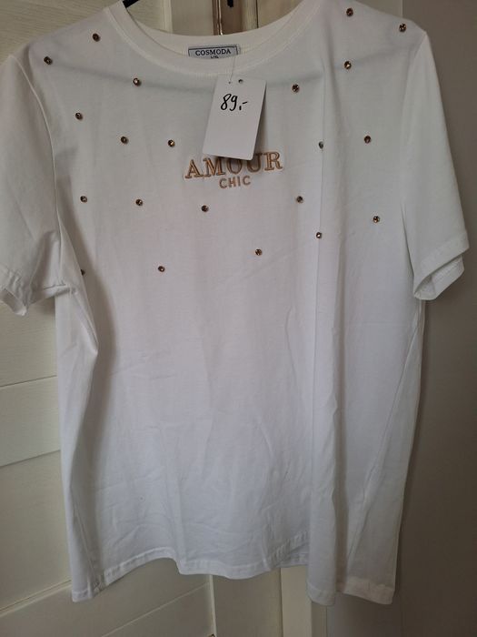 biała bluzka elegancka amour l xl