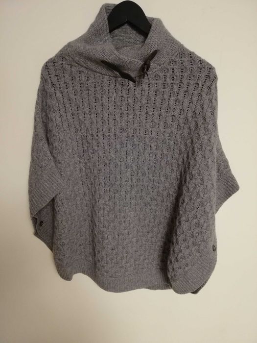 ponczo Massimo Dutti S 36 wełna angora kaszmir narzutka Massimo Dutti