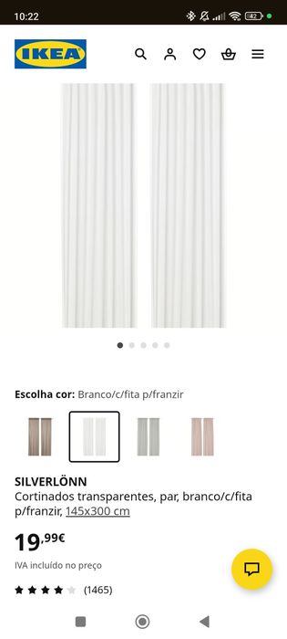 Cortinado translúcido 145x300 branco