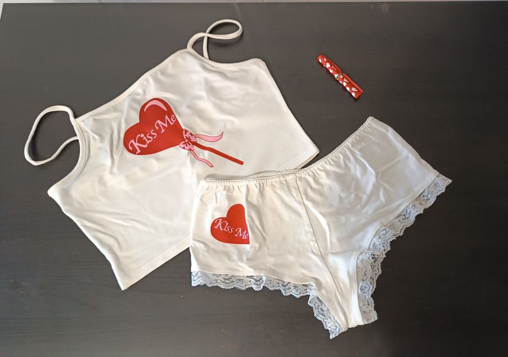 Boxer e Top. Kiss Me. Novo. Tam. M