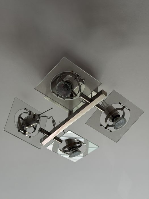 Candeeiro vintage | mid century | industrial  de teto em metal e vidro