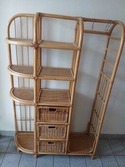 Oryginalny regał rattanowy / wiklinowy vintage ze Szwecji PRL – 3 szuflady