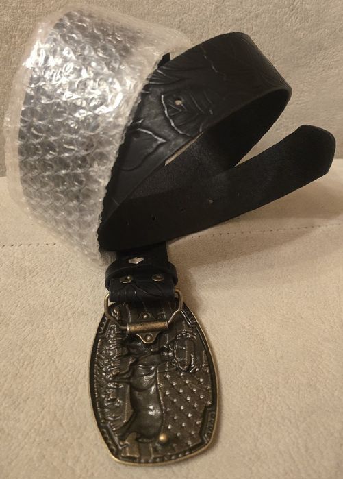 Skórzany pasek myśliwski dla Leśnika JELENIE BYKI 120cm. Czarny. Nowy.