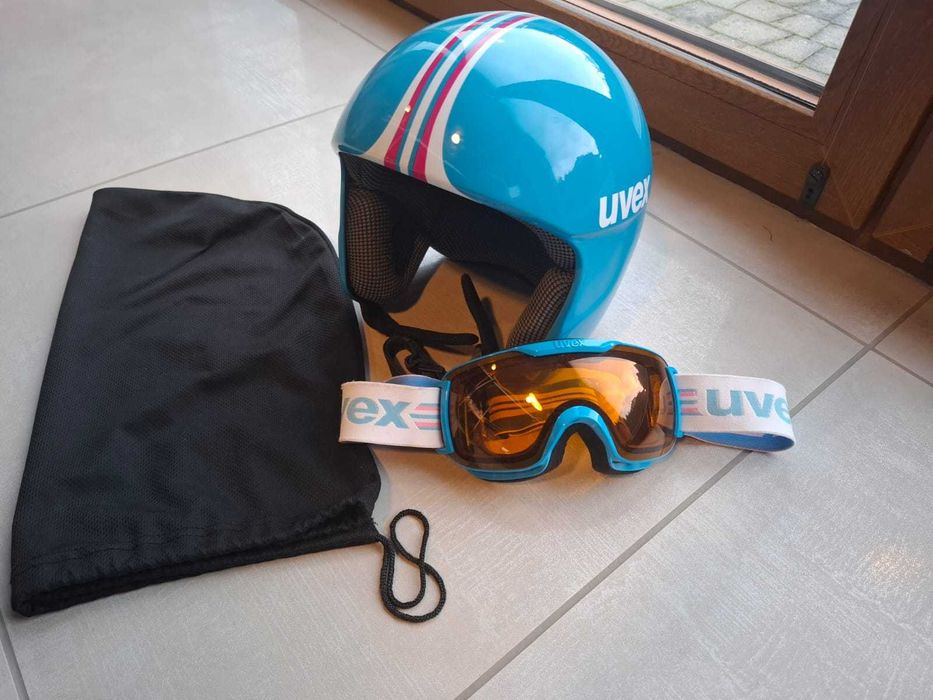 Kask narciarski UVEX Race 3 Fibre + GOGLE UVEX DOWNHILL 2000 S RACE