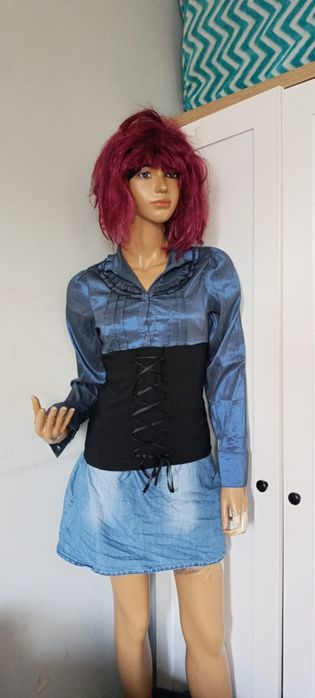 Nowa, koszula damska z gorsetem w stylu gotyckim lub anime