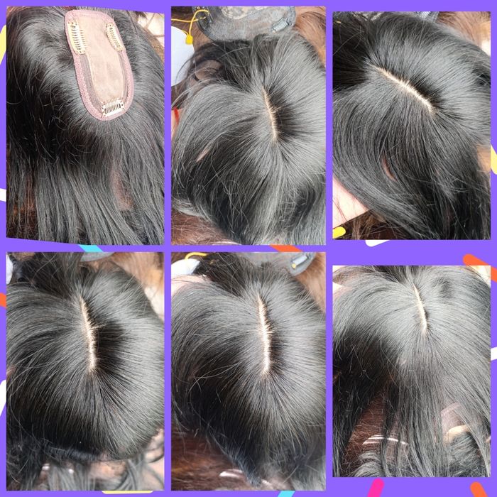 Натуральні 100% волосся накладки на макушку на заколках