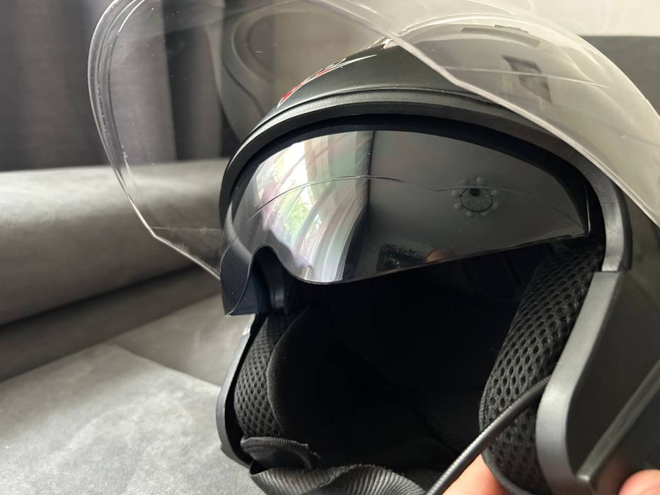 Мото шолом полуліцевік MP чорний