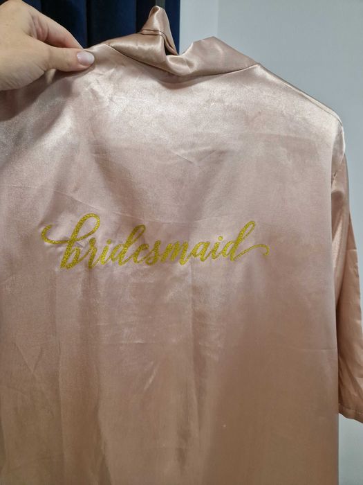 Szlafrok BRIDESMAID dla druhny rose gold, róż rom. M