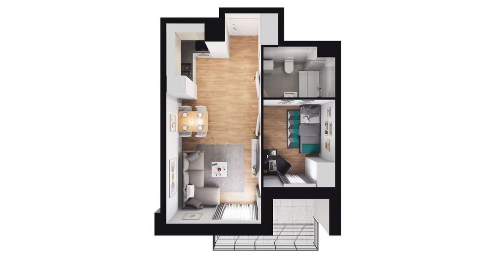 2-pokojowe mieszkanie 33m2 + balkon