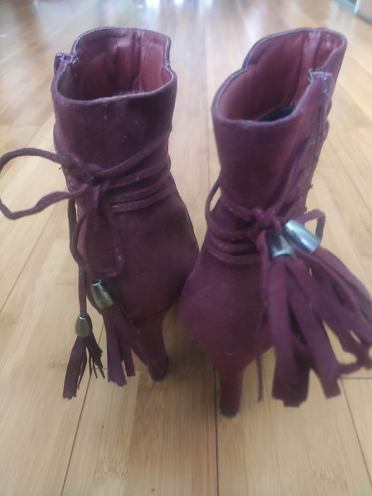 Kozaki 39 zamsz bordowe śliwka  Jenny fairy