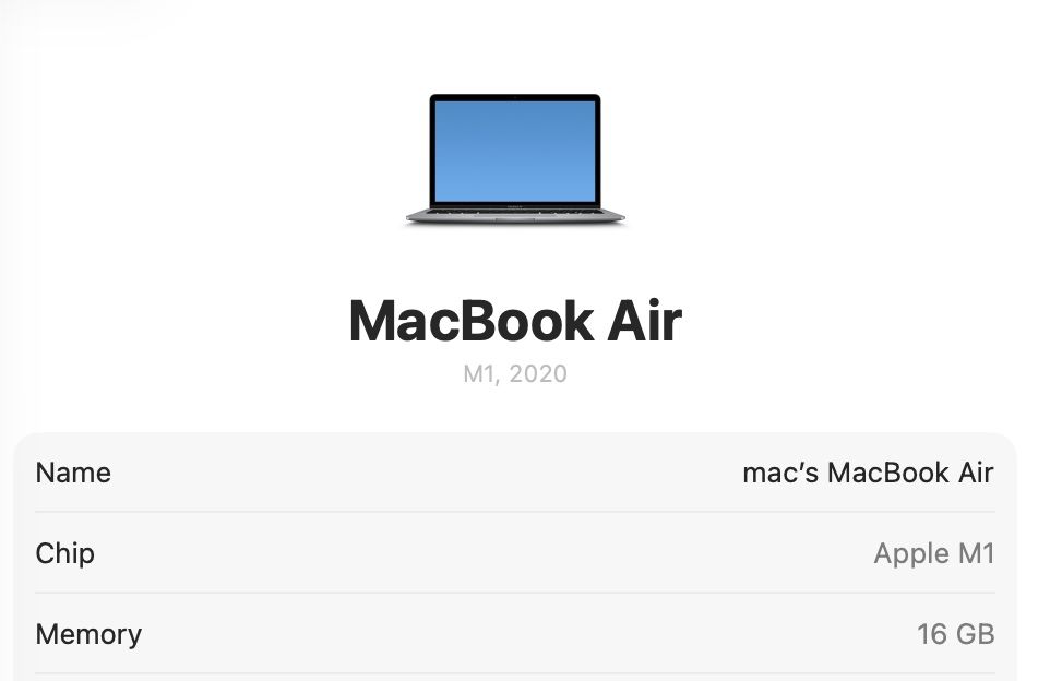 MacBook Air 13’ 2020 M1 16Gb RAM 256Gb SSD 89%