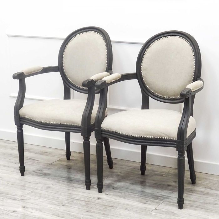 Stylowy FOTEL tapicerowany FOTEL KAPITAŃSKI LUDWIK BUK beżowe 2 szt.