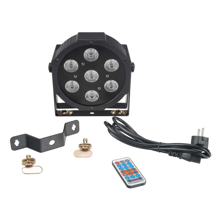 Reflektor PAR LED 7x10W RGBW Mix kolorów Strobo DMX + Pilot Dużo Rabat